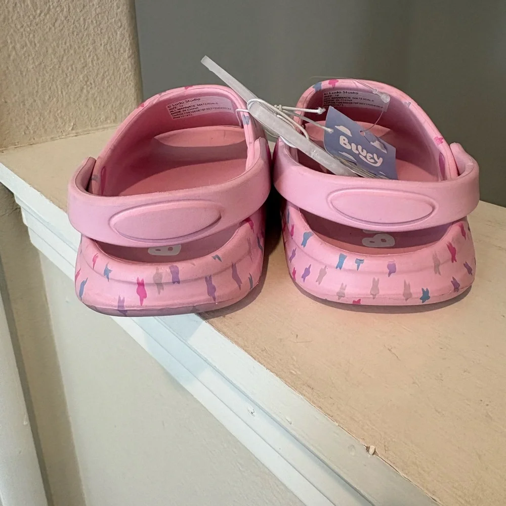 Bluey Toddler Comfort Slide Sandals Pink, Size 12c, New with Tags
